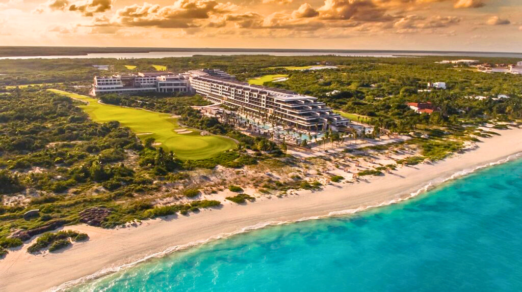 Aerial view of the Atelier Playa Mujeres resort