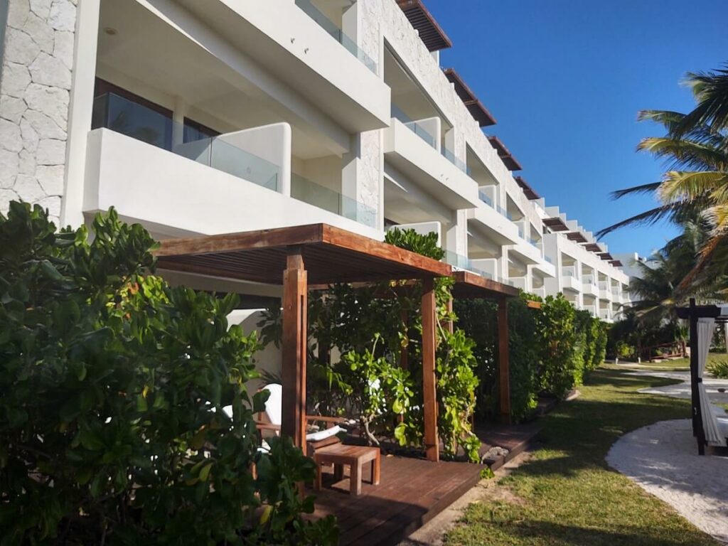 the exterior of the buildings at the Akumal Bay Beach Resort