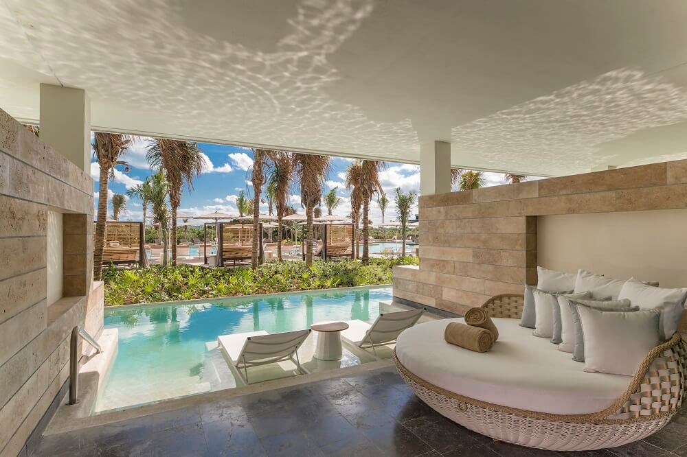 view of the private swim up terrace at atelier