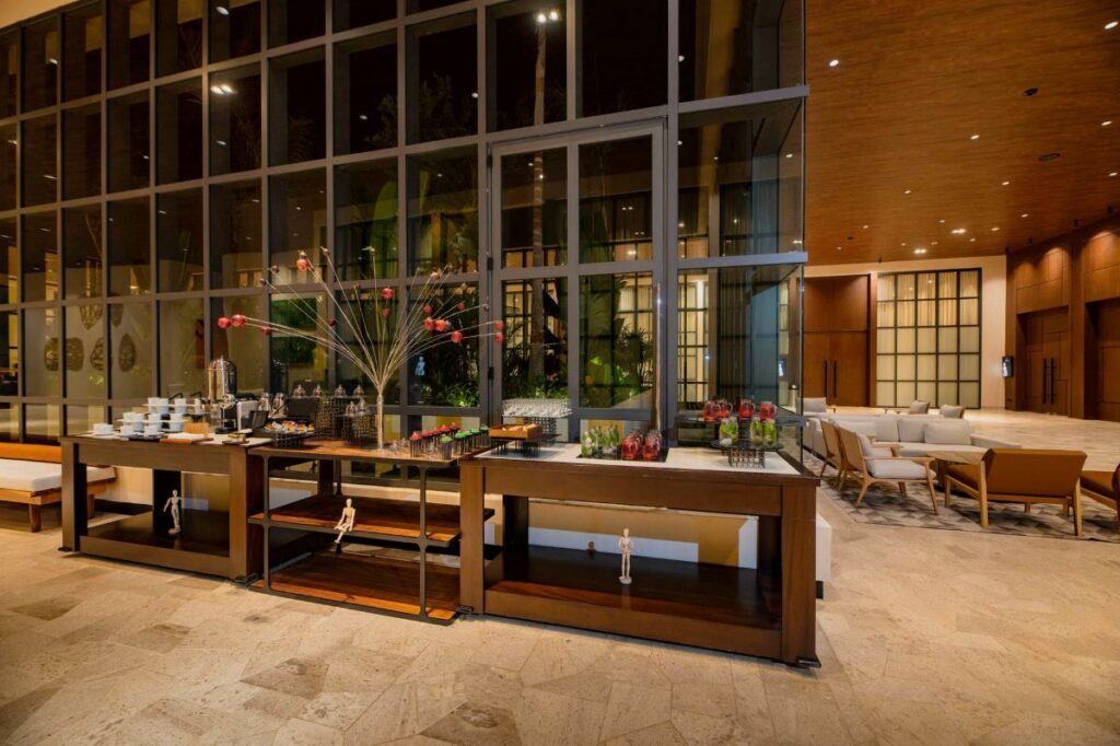 Foyer area for the ballrooms at atelier playa mujeres resort