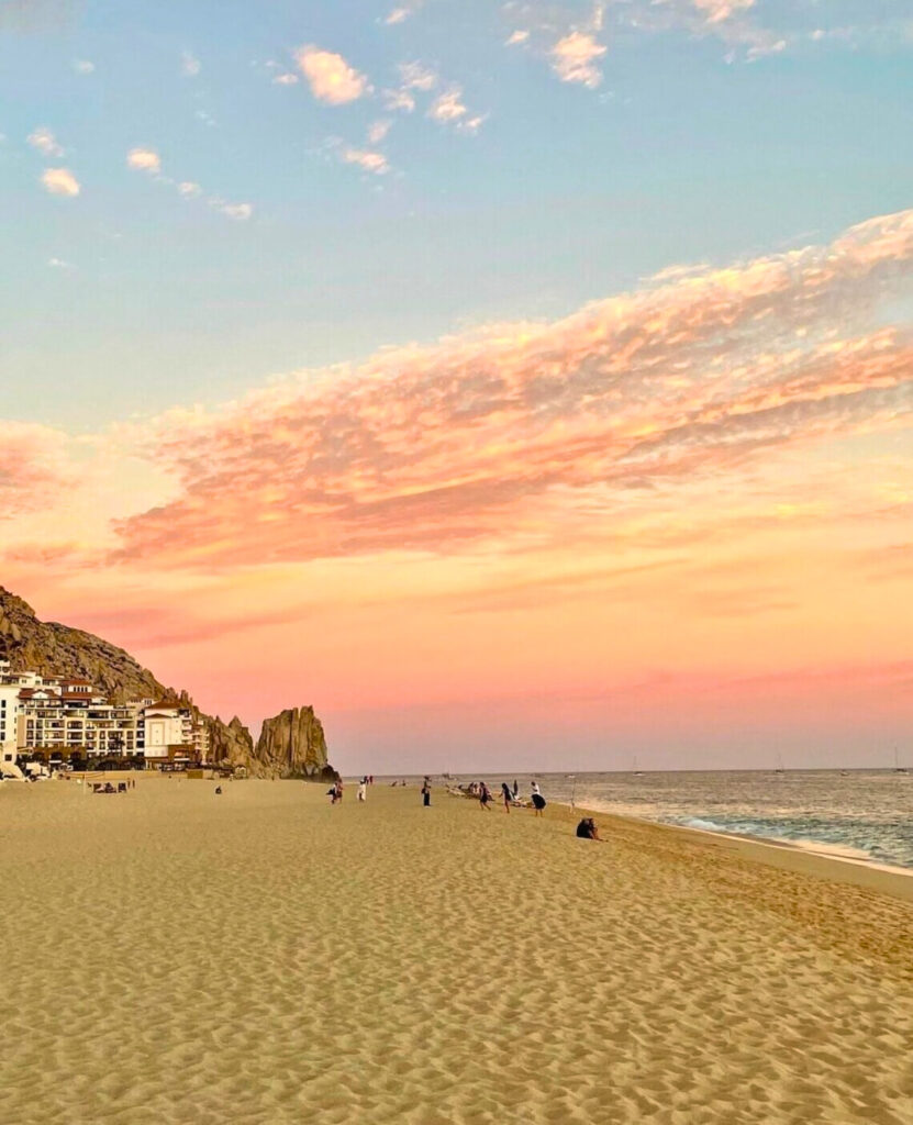 Beach area and an amazing orange sky