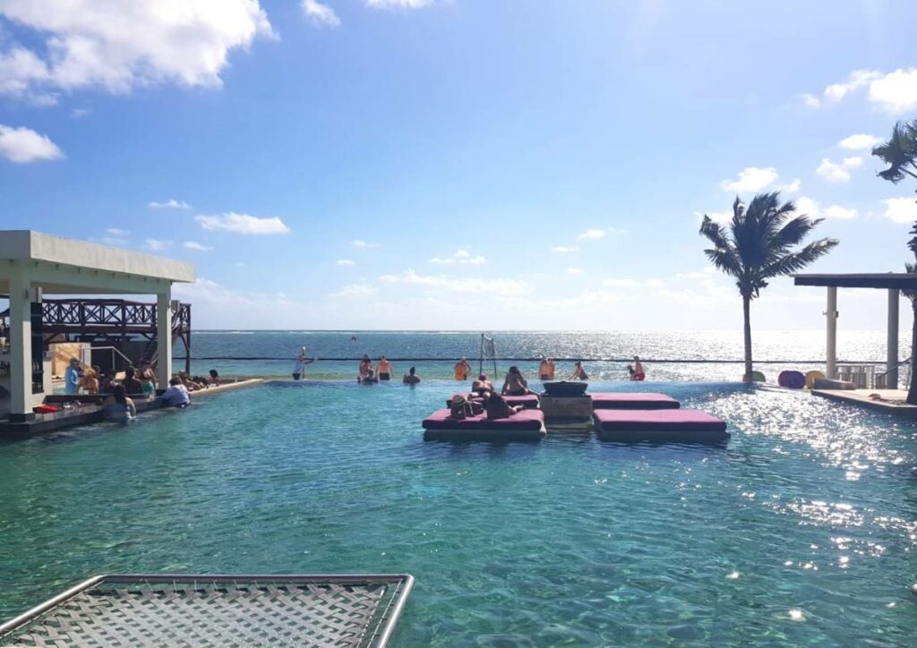 View of the pools and beach
