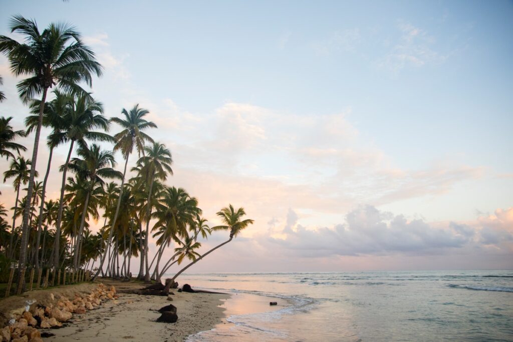 A sunset at La Romana beach in the Dominican Republic