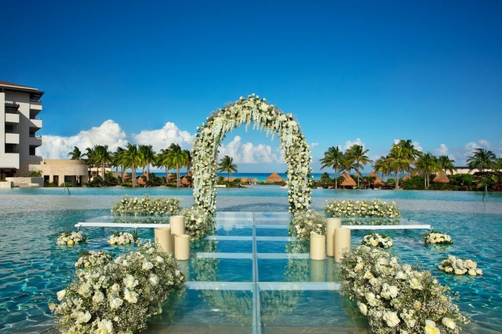 Dreams Playa Mujeres over the water wedding
