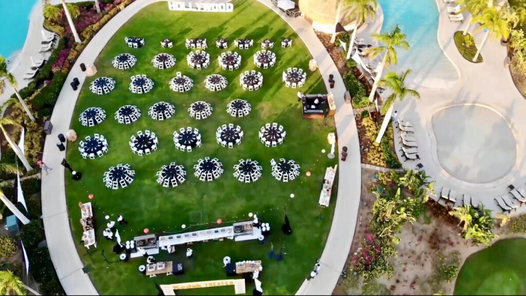 Aerial view of a resort garden wedding venue