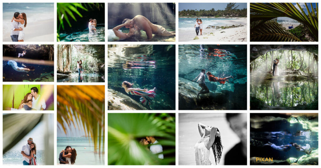 collage of engagement photos