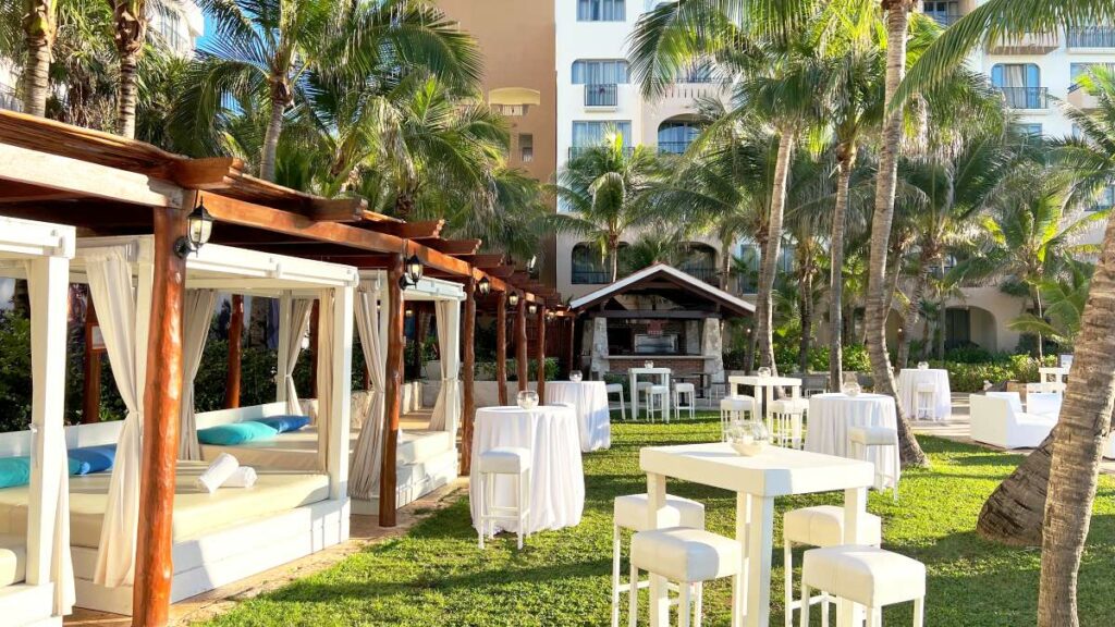 beach resort garden set up for a wedding