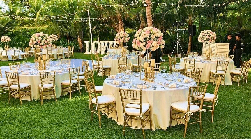 Grand garden area set up for wedding reception the fives beach