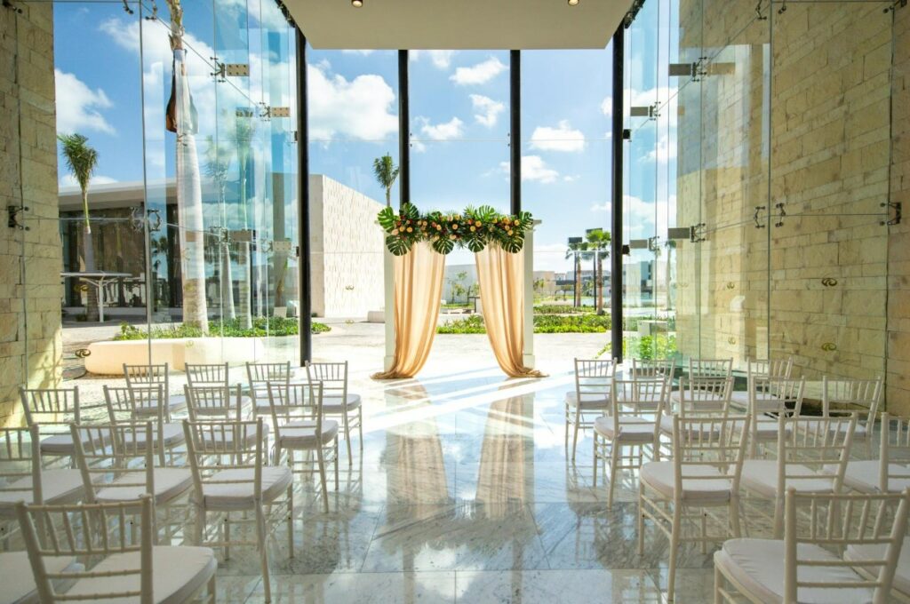 meeting rooms foyer with large windows and lounge furniture