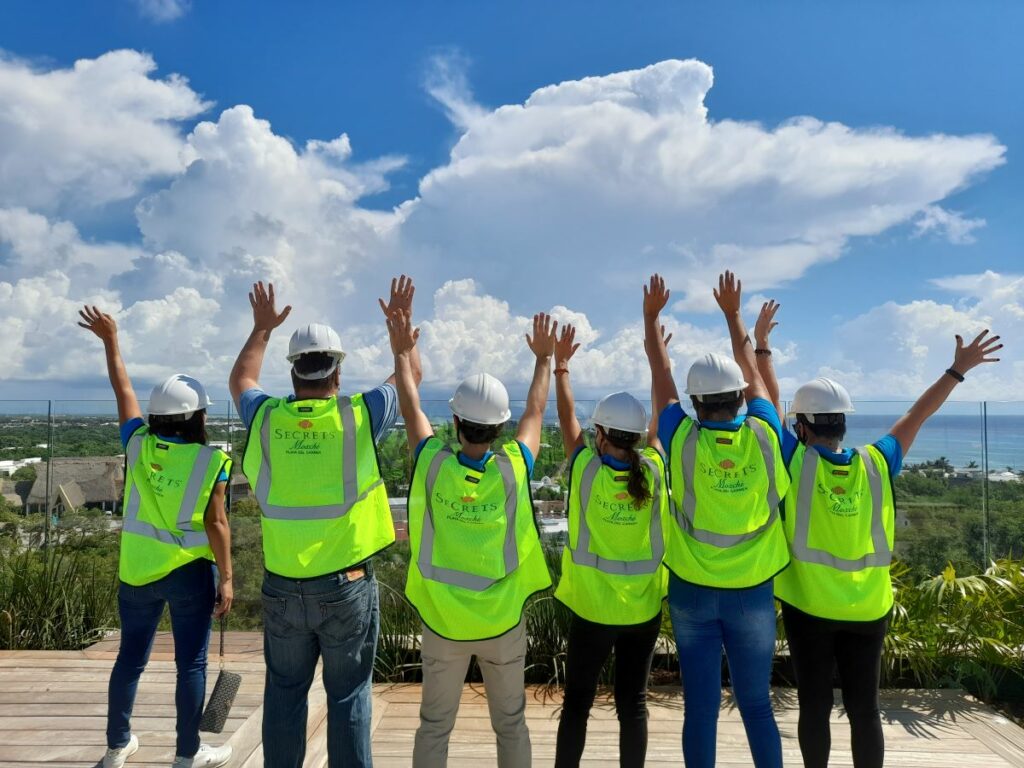Hola weddings team at secrets moxche during construction