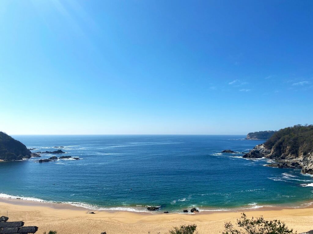 aerial view of a huatulco beach