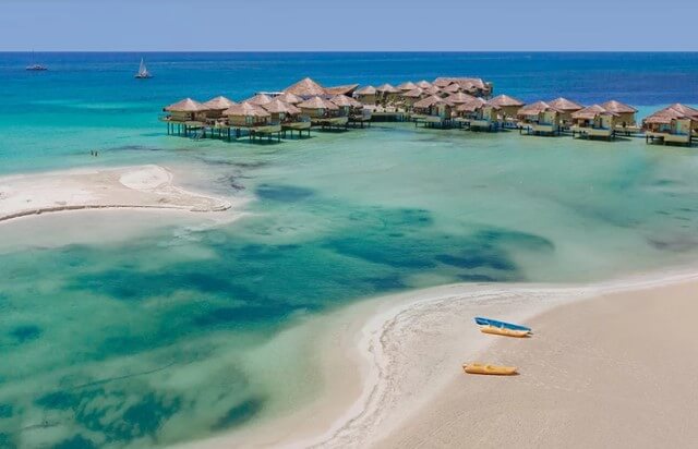 over the water bungalows in mexico