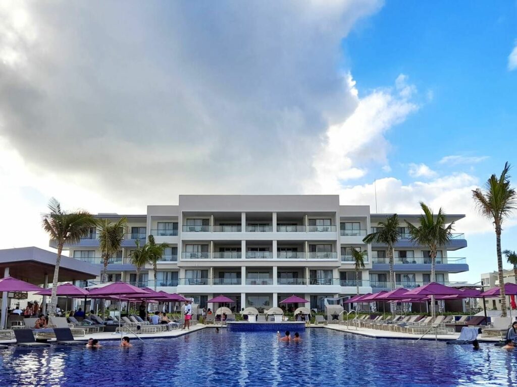 View of a beach resort in cancun from pool