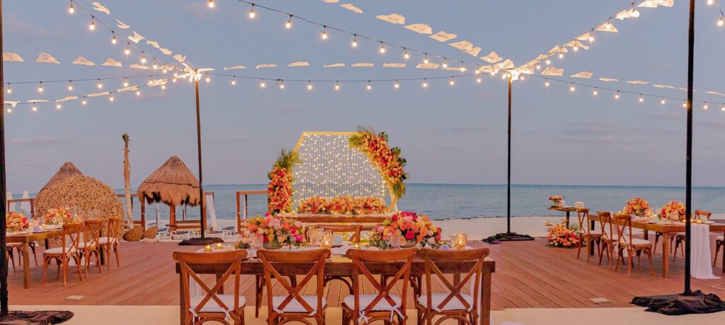 Your wedding at Dreams Natura, ceremonies with Gazebo and reception ocean front deck