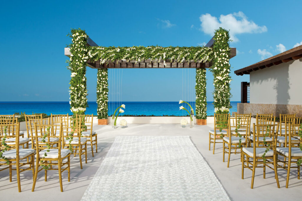 ocean view wedding gazebo for destination weddings in Mexico at Secrets Playa Mujeres