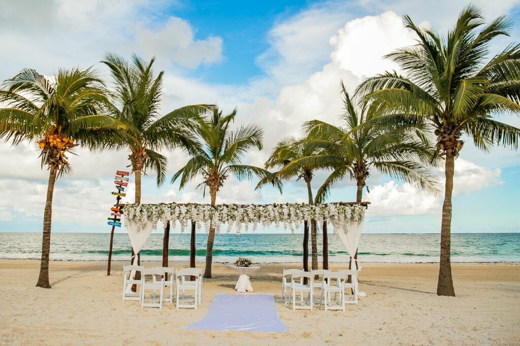 secrets maroma wedding pergola at the beach