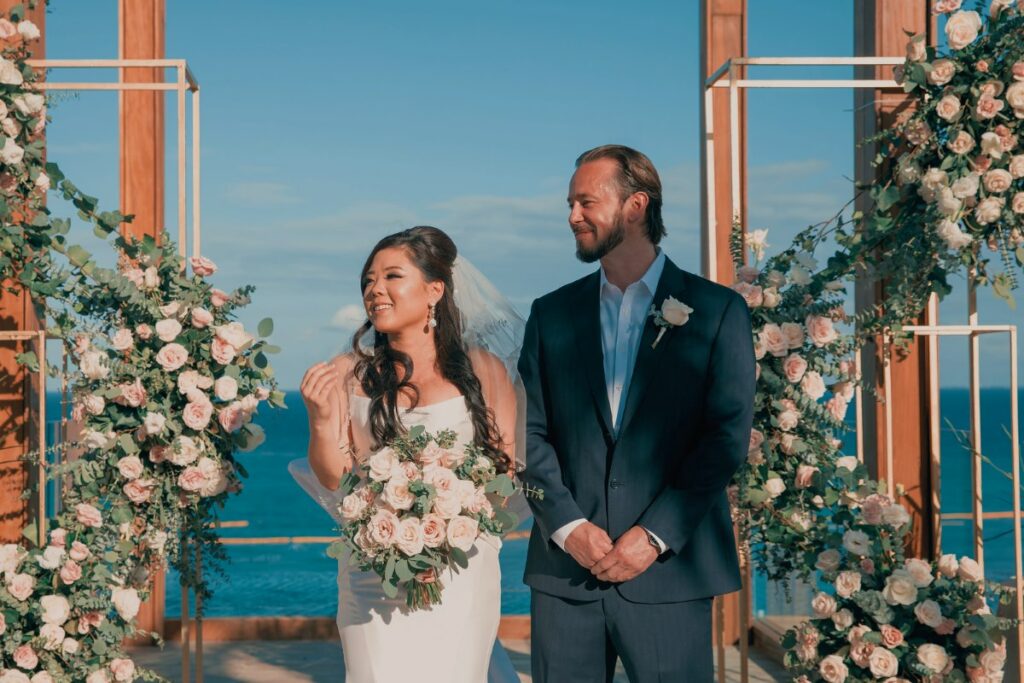 Wedding ceremony at secrets moxche rooftop