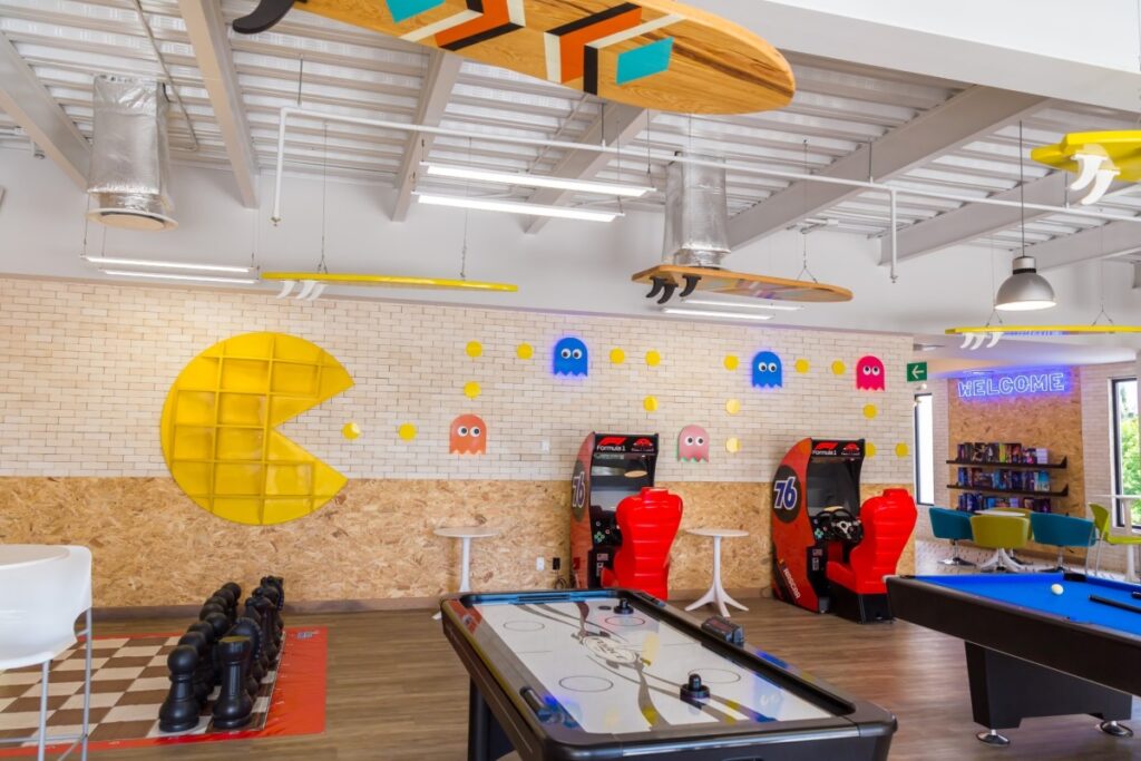 Teens room with video games and fun decoration