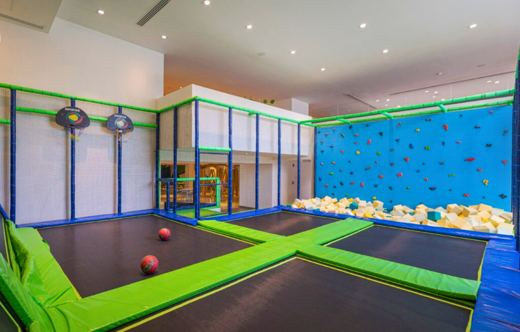 Resort kids club with a trampoline