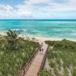 Ocean walkway view from above