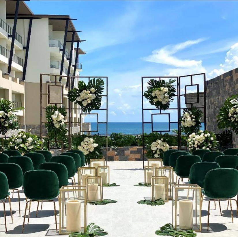 Resort terrace with decoration for a wedding ceremony