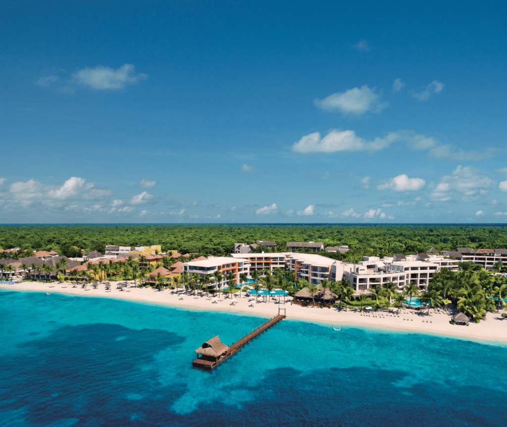 Aerial view of secrets aura cozumel wedding resort